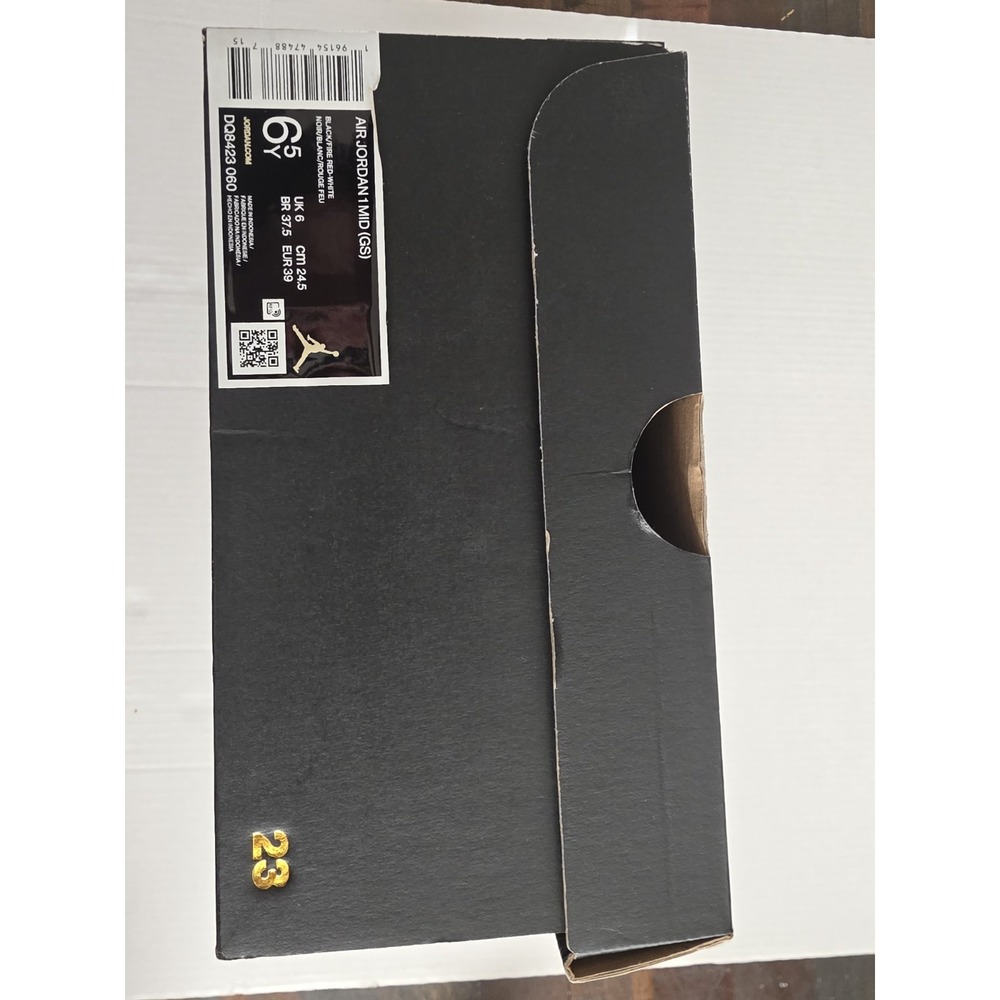 Nike Air Jordan 1 Mid Youth Size 6.5Y Black Red Sneakers DQ8423-060 - Picture 13 of 14